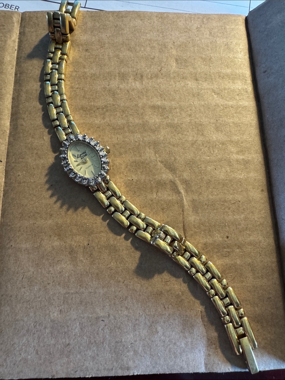 Gold-Tone Crystal Accent Women's Bracelet Watch